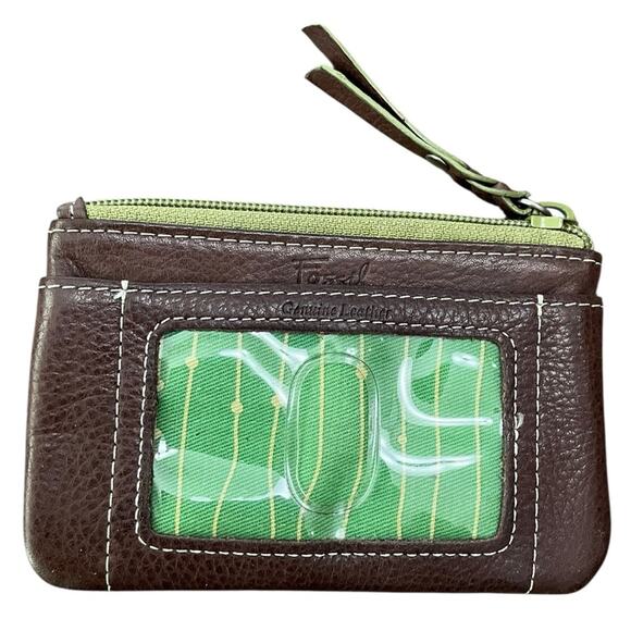 Fossil Brown and Green Pebbled Leather ID Key Holder - Picture 2 of 5